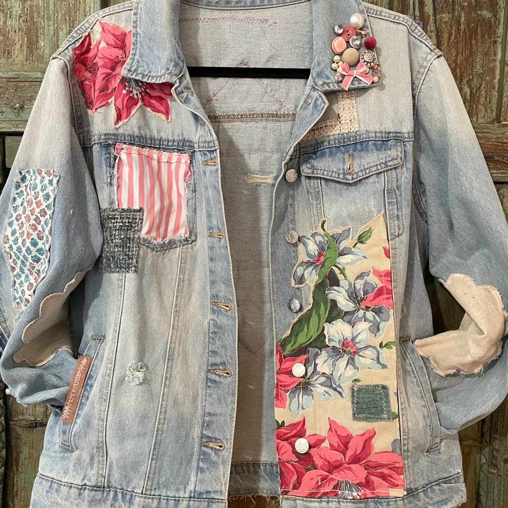 Beautiful Upcycled Patchwork Denim Jacket - image 1